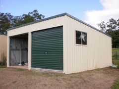 green skillion monoslope shed